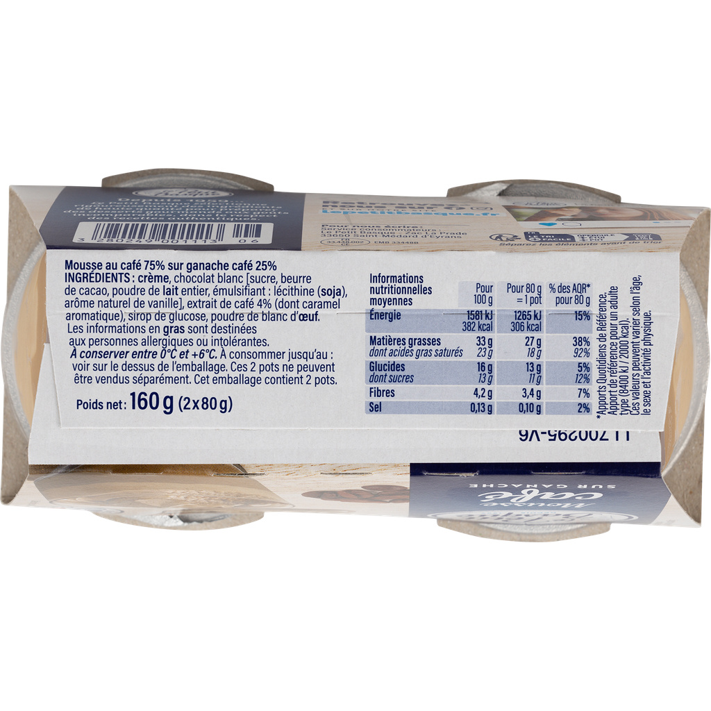 MOUSSE CAFE GANACHE 2X80G LE PETIT BASQUE