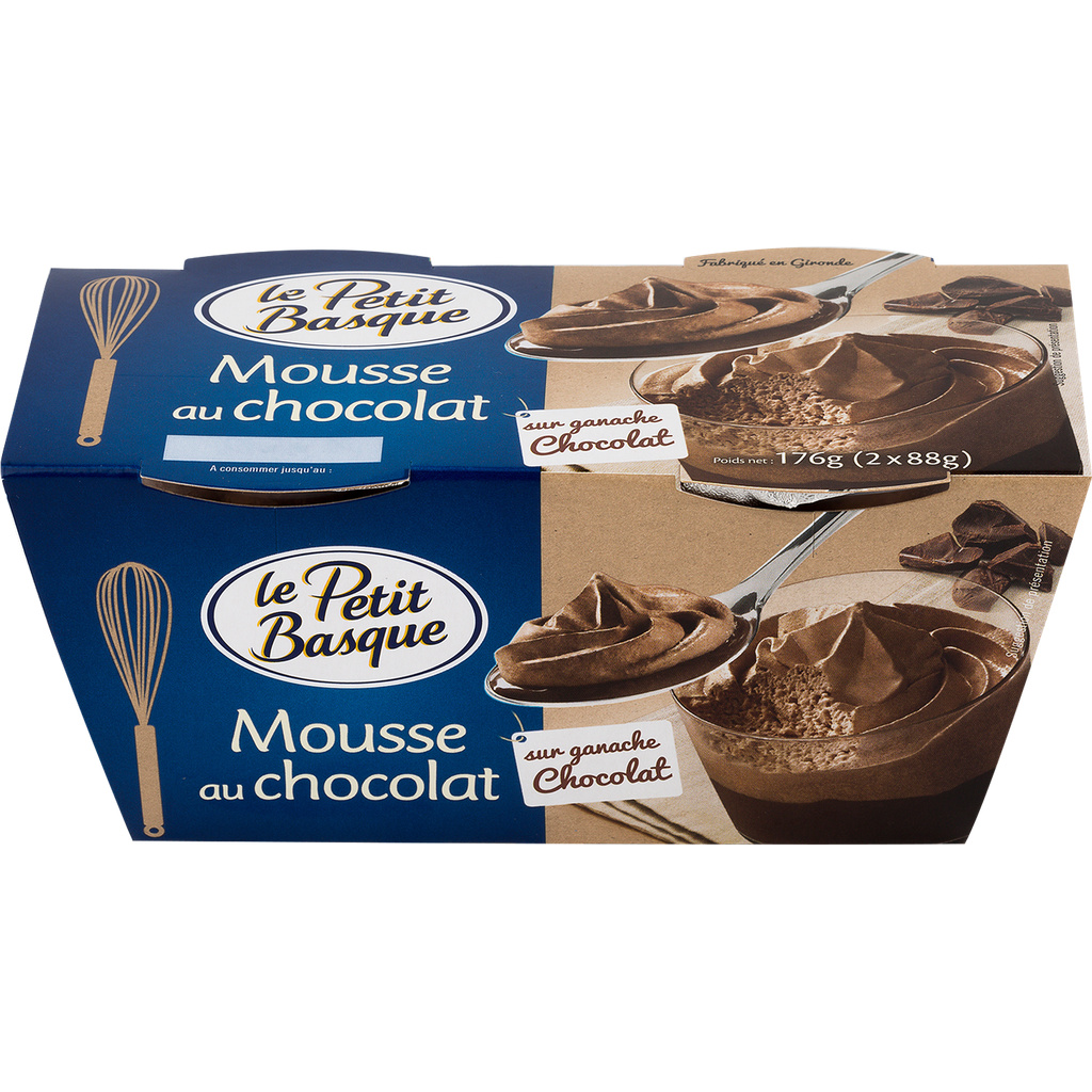 MOUSSE CHOCOLAT GANACHE 2X88G LE PETIT BASQUE