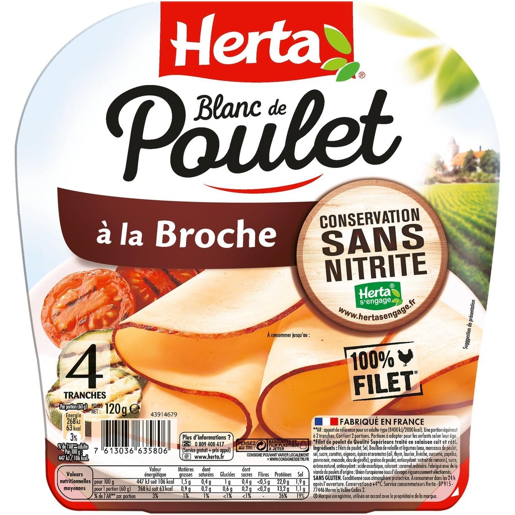 ET 140G BLANC POULET NATURE 4TR HERTA
