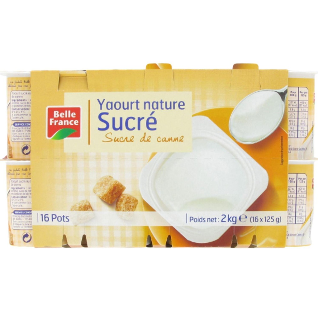 Natural Yogurt Sweetened with Cane Sugar BF 16 x125g
