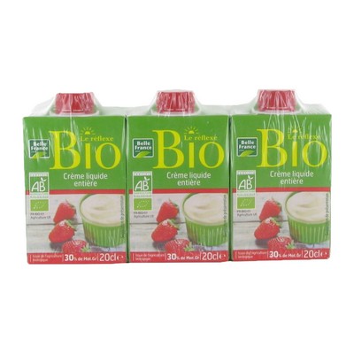 CREME LIQ ENTIERE UHT 30% MG BIO BF BRIQT 3X 20 CL
