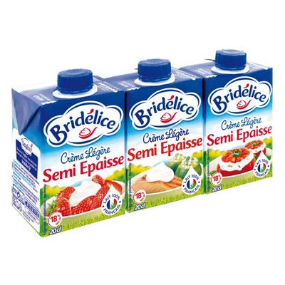 BRIDELICE CREME UHT LEGERE SEMI EPAISSE 18%MG BRIQUE 3X20CL
