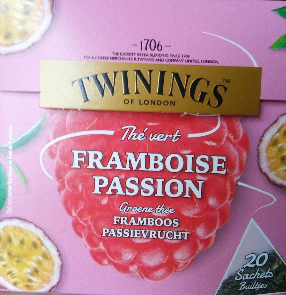 Thé Vert Framboise Passion Twinings 20 Sachets