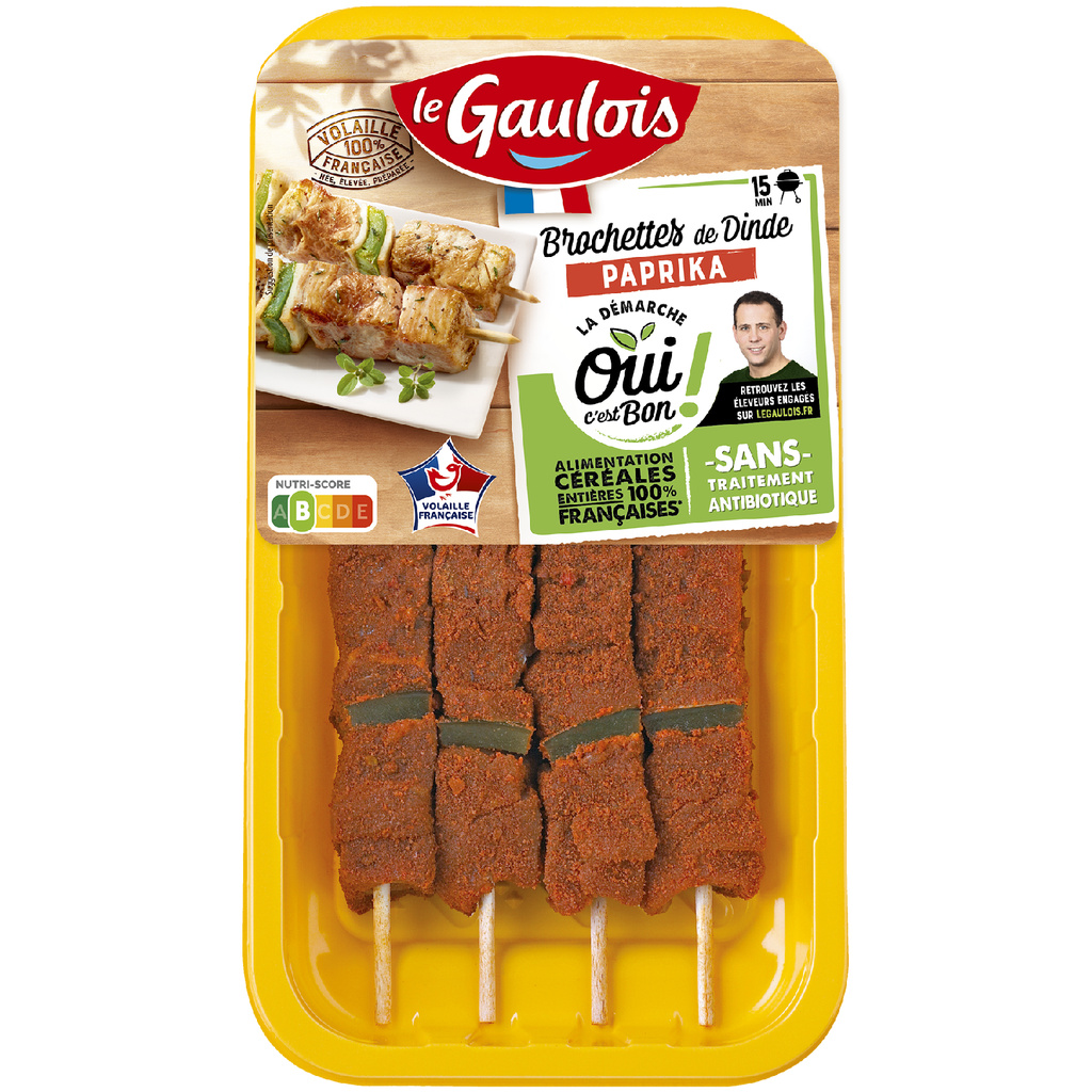 380G - LE GAULOIS - BROCHETTES DE DINDE PAPRIKA X4 