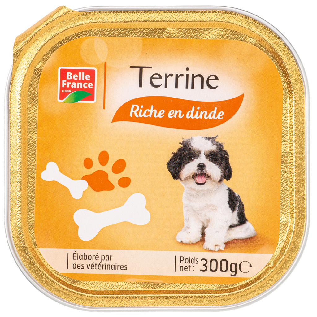 MENU CHIEN RICHE EN DINDE BF BARQUETTE 300 G