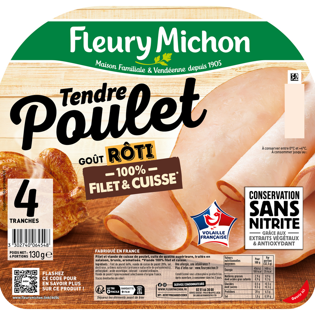 4 tr. Tendre POULET Rôti Conservation Sans Nitrite
