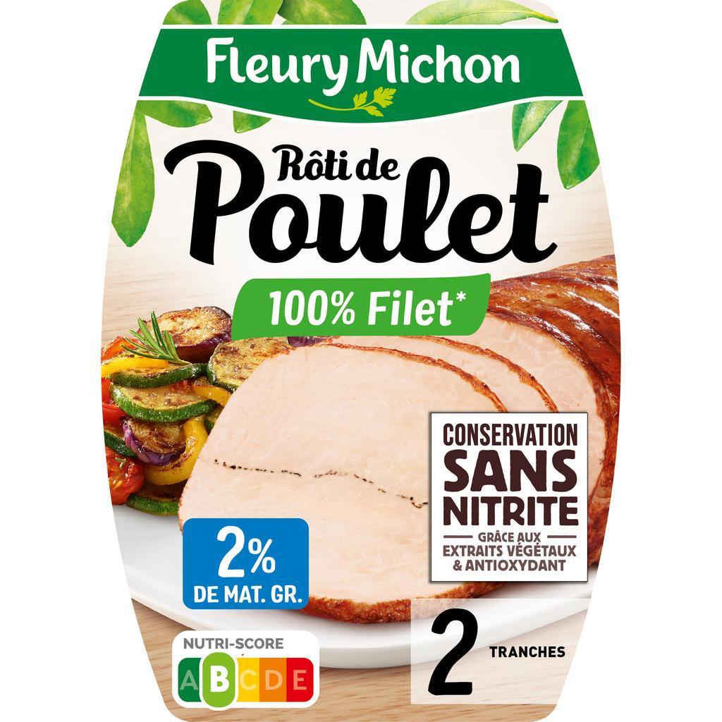 2 tr. Rôti de POULET Cuit Conservation Sans Nitrite