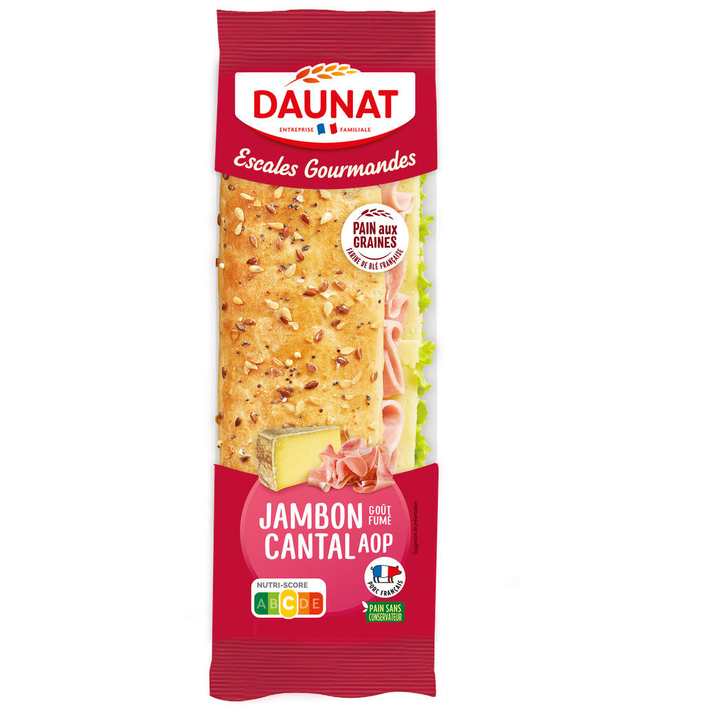 BAGUETTE ESCALES GOURMANDES JAMBON CANTAL AOP  DAU 160G