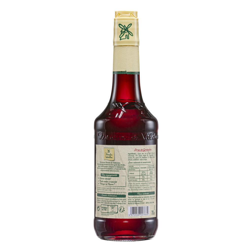 SIROP MOULIN DE VALDONNE GRENADINE BOUTEILLE 70 CL