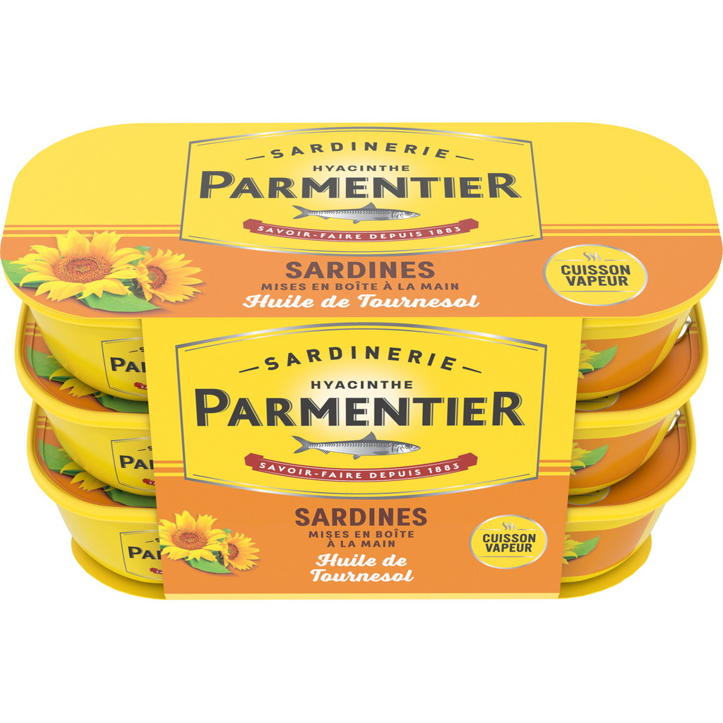 PARMENTIER Sardines in Sunflower Oil 3x55g - Pack of 3 Individual Portions