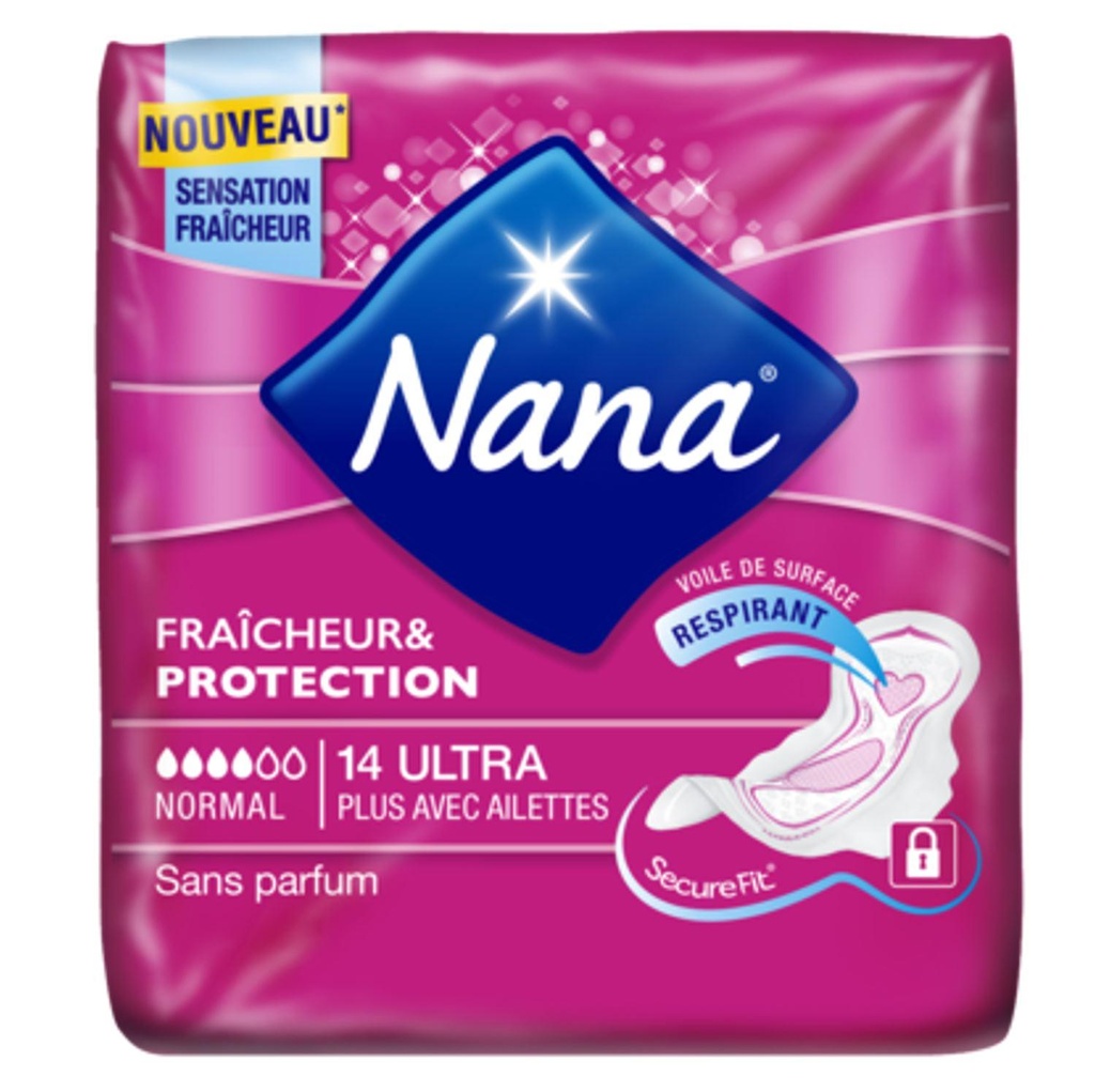 Serviettes Nana Ultra Régulier Plus x14