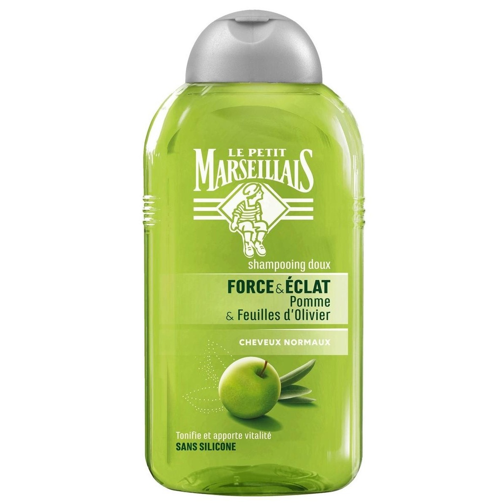 Le Petit Marseillais Shampooing gel force & éclat pomme et feuilles d'olivier bio 250 ml