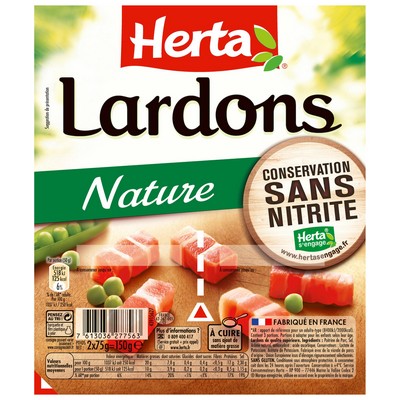 HERTA Lardons nature Conservation Sans Nitrite - 2x75g