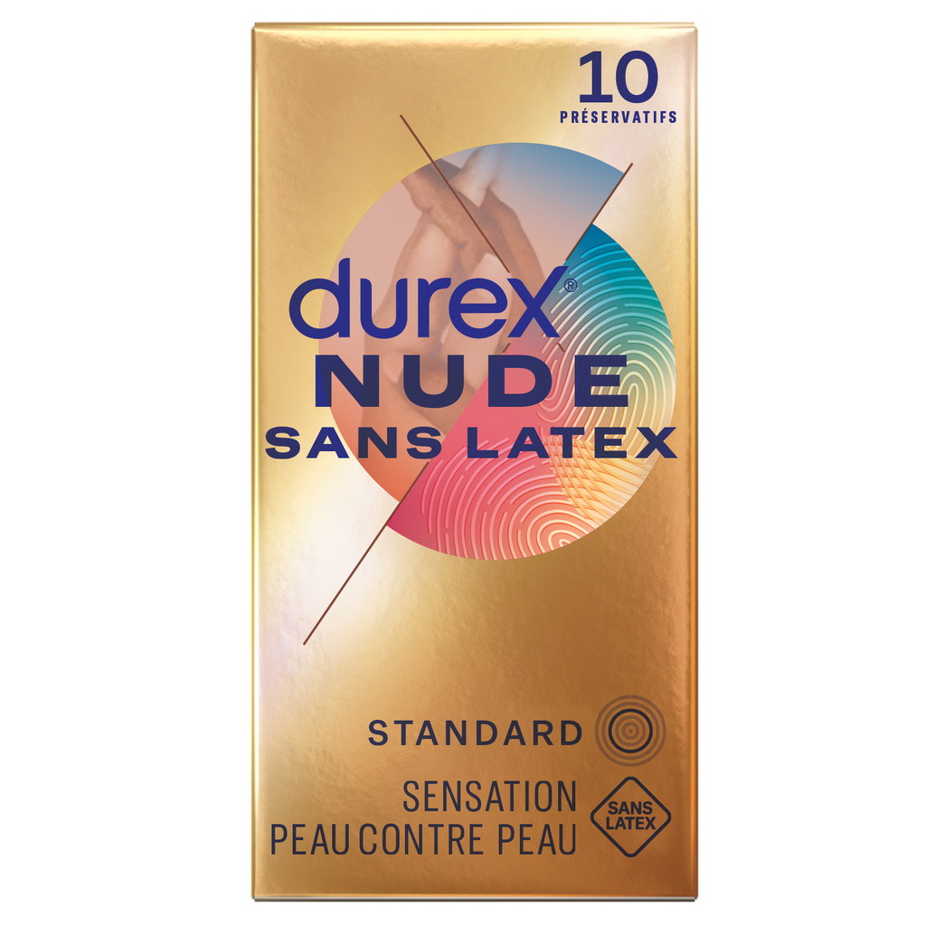 Durex Préservatifs Nude Sans Latex - Sensation Peau Contre Peau x10