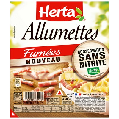 HERTA Smoked Matchstick Bacon Nitrite-Free Preservation - 2x75g