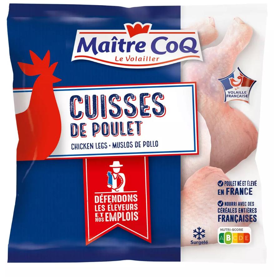 MAITRE COQ CUISSE DE POULET AVEC PORTION DOS IQF SAC SURG 1K4