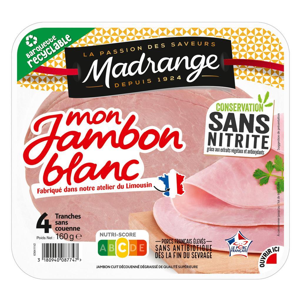 Le Jambon Blanc Sans Couenne, Ss Nitrite, Ss Antibiotiques 140g Elevages Bien Être