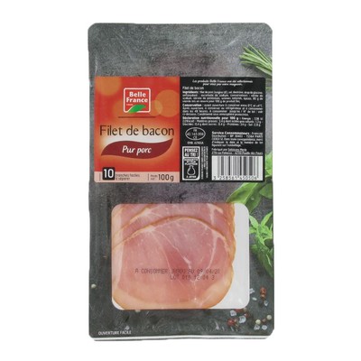 FILET DE BACON X 10 TRANCHES BF BARQ 100 G 