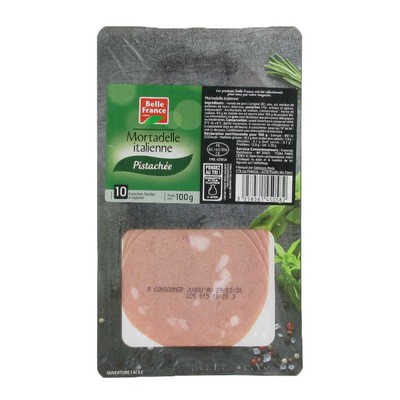 Pistachio Mortadella x10 Slices BF Tray 100g