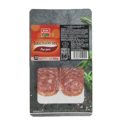 Cured Dry Pork Sausage 30 Slices Belle France Tray 100g