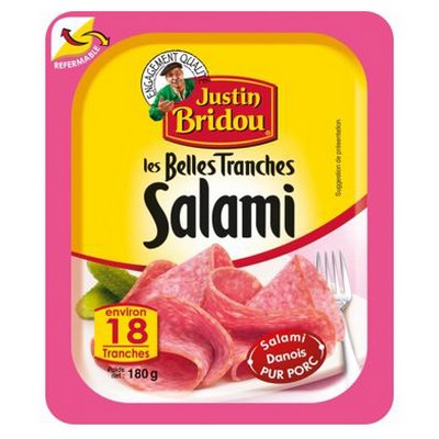 Justin Bridou Danish Pure Pork Salami - 18 slices - 180g