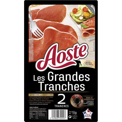 Jambon cru Aoste Les Grandes Tranches - 2 tranches - 55g