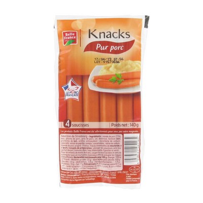 SAUCISSES DE STRASBOURG KNACKS X 4 BF 140 G 