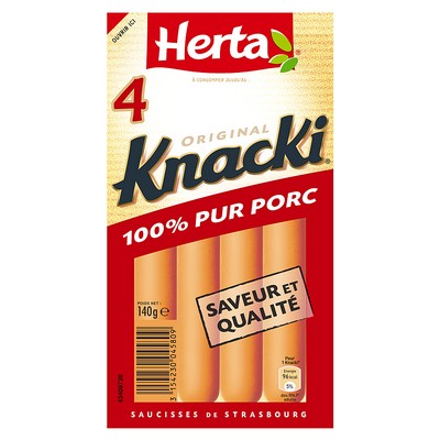HERTA KNACKI ORIGINAL 100% Pork Sausages x4 - 140g