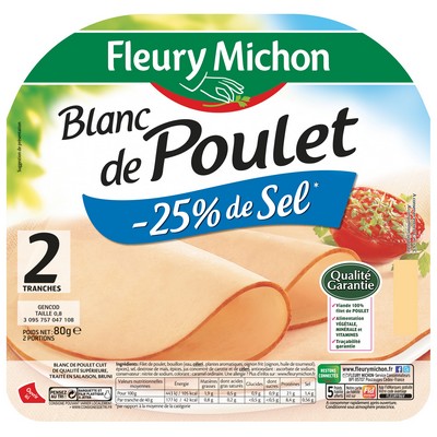 2 Slices of Chicken Breast, 25% Less Salt
