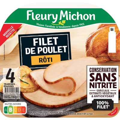 4 Thick Slices of Roast Chicken Breast - Nitrite-Free