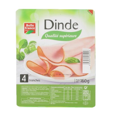 BLANC DE DINDE X 4 TRANCHES BF BARQUETTE 160 G