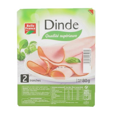 BLANC DE DINDE X 2 TRANCHES BF BARQUETTE 80 G