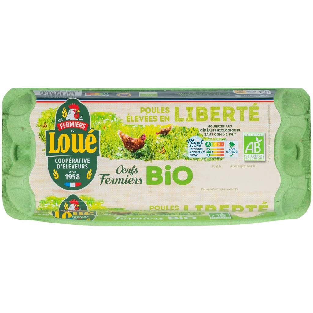 10 oeufs Loué Bio fermiers moyens