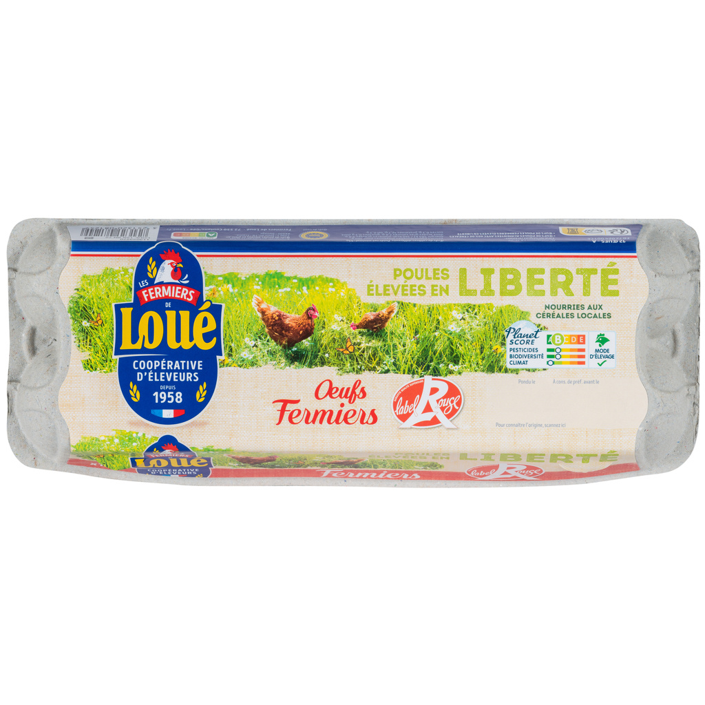 12 OEUFS LOUE LABEL ROUGE FERMIERS MOYEN