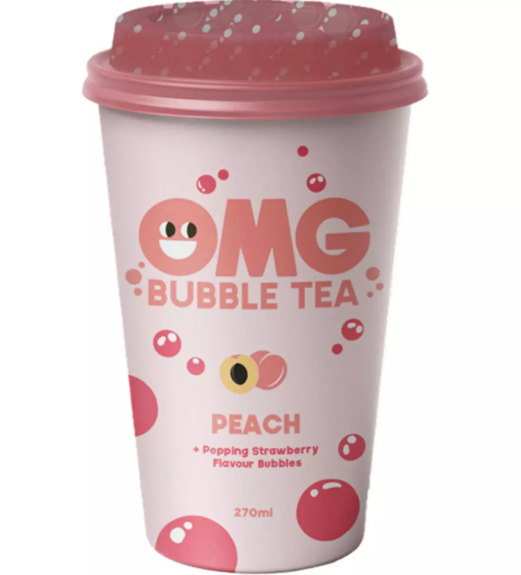 B 270ML BUBBLE TEA PECHE FRAISE OMG