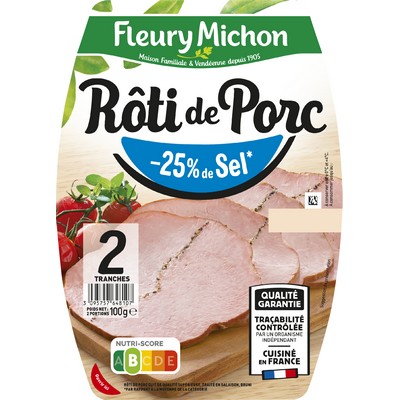 2 tr. Rôti de PORC, - 25 % de SEL Conservation Sans Nitrite