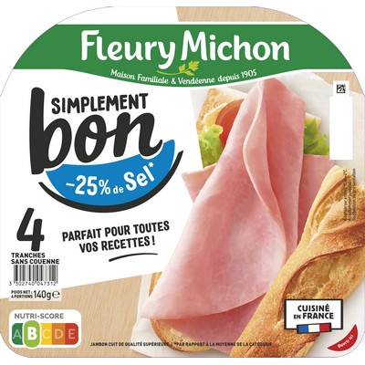 4 slices of SIMPLEMENT BON Ham, 25% Less Salt