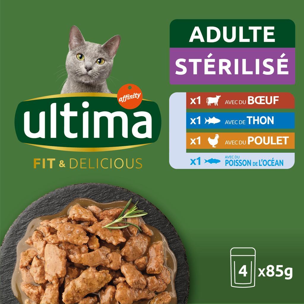 ULTIMA Sterilised Cat Food Pouches Meats & Fish 4x85g