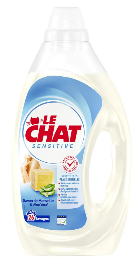 LE CHAT Sensitive Savon de Marseille & Aloe Vera 26 Lavages