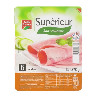 Superior Cooked Ham x6 Slices Belle France Tray 270g