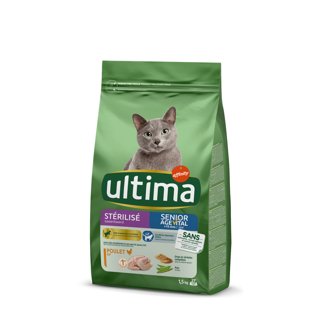 ULTIMA croquettes Chat Stérilisé Senior Agevital + 10 ans 1,5kg