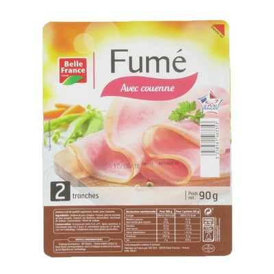 JAMBON CUIT SUP FUME AC X 2 TRANCHES BF BARQ 90 G
