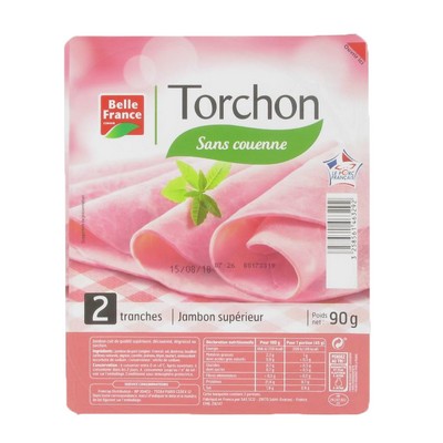 Premium Cooked Ham Le Torchon x2 Slices BF Tray 90g