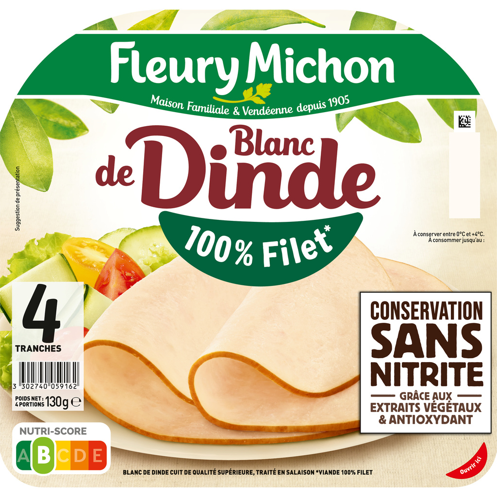 4 tr. Blanc de DINDE Conservation Sans Nitrite