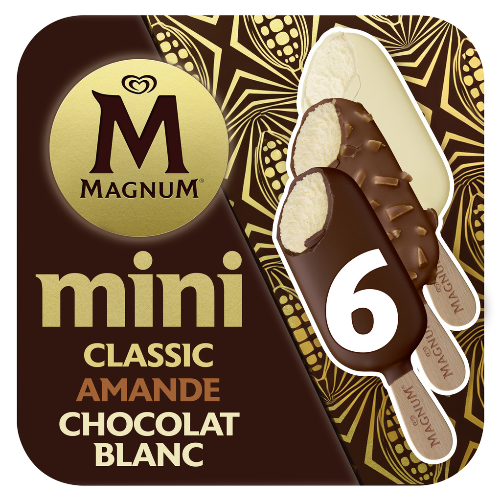 Magnum Glace Bâtonnet Mini Classic, Amande & Chocolat Blanc 6x55ml