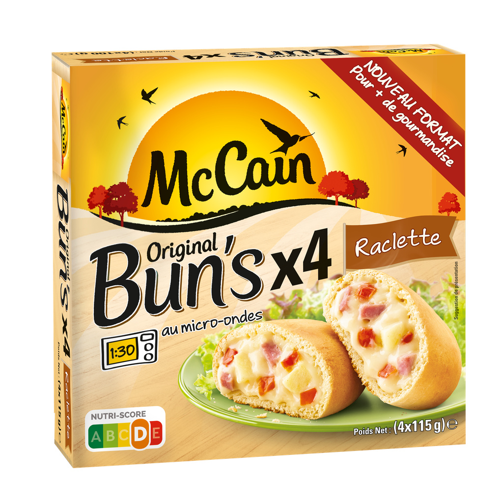 ORIGINAL BUN'S RACLETTE JAMBON CREME FRAICHE 460 G McCAIN