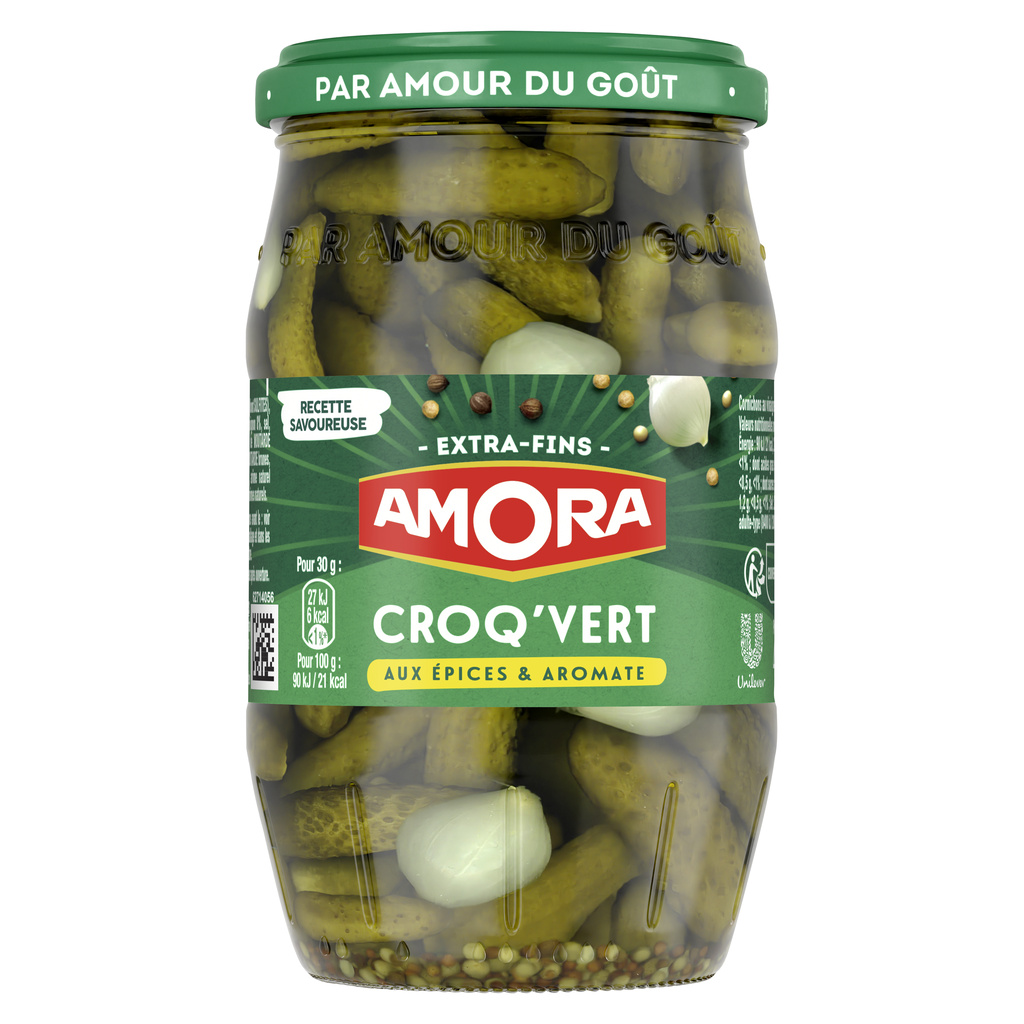 Amora Croq'Vert Extra-Fine Gherkins with Spices & Herbs 210g