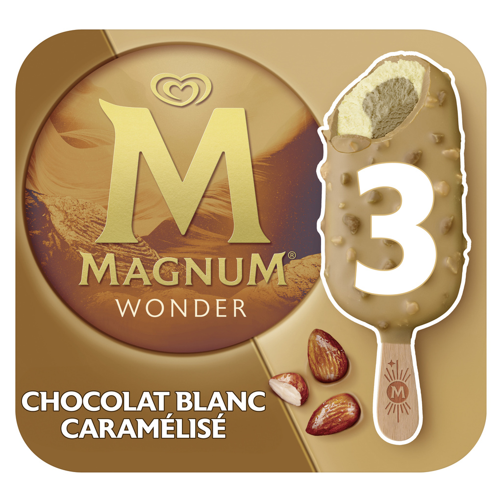 Magnum Glace Bâtonnet Wonder Chocolat Blanc Caramélisé 3x90ml
