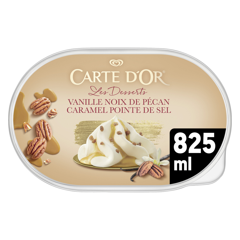 Carte D'Or Vanilla Ice Cream with Pecan & Salted Caramel 825ml