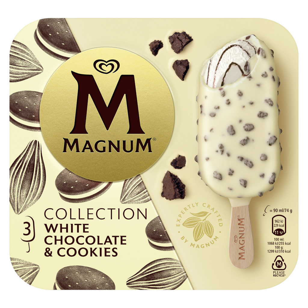 Magnum Glace Bâtonnet Chocolat Blanc & Cookie 3x90ml